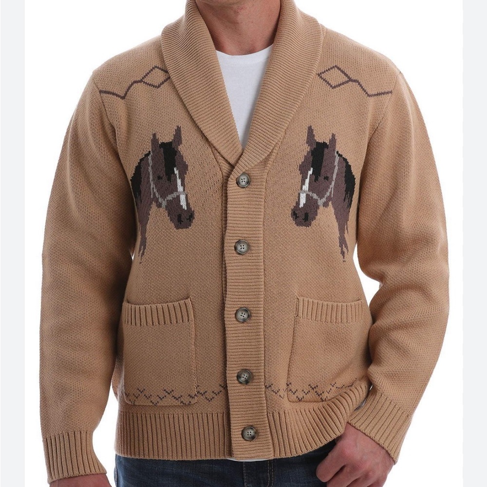 ISO mens retro cinch horse lapel sweater